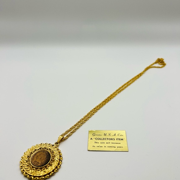 Regal Gems 1906 Indian Head Penny Pendant Gold Tone Necklace - Picture 3 of 3